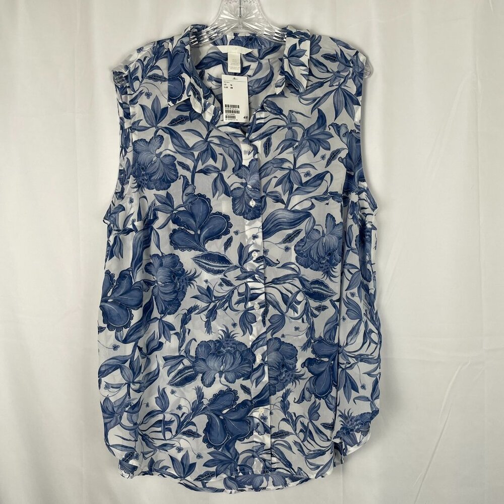 H&M Sheer Button Down Sleeveless Blouse - Picture 3 of 10